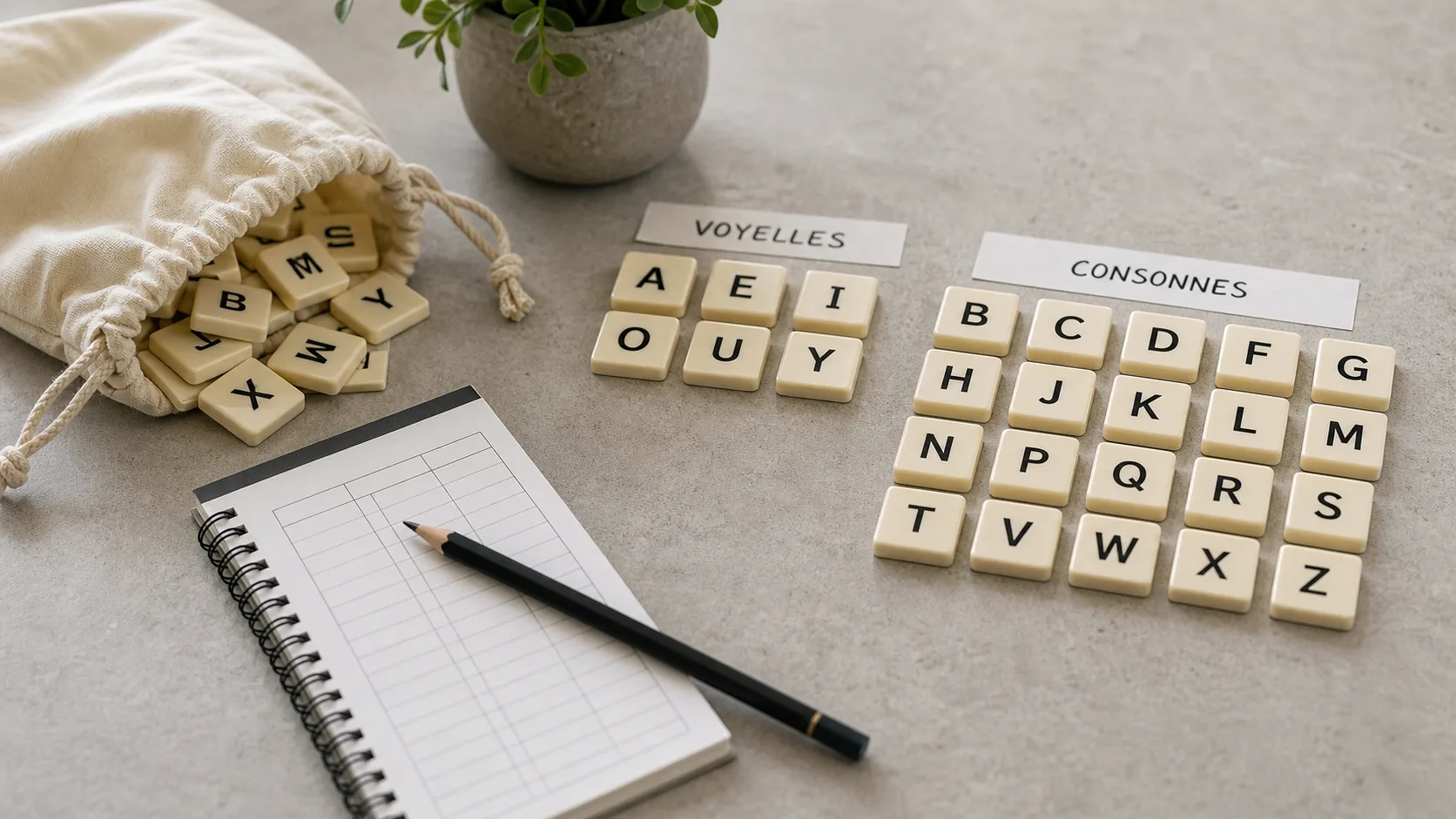 Lettres triées par groupes pour chercher le mot le plus long