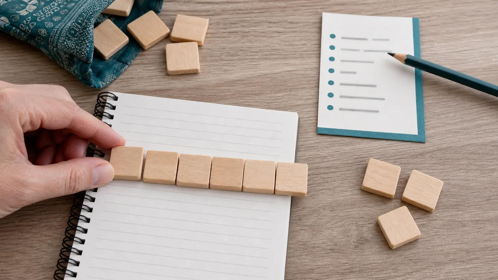 Tuiles de lettres alignées pour contrôler la forme exacte d’un mot