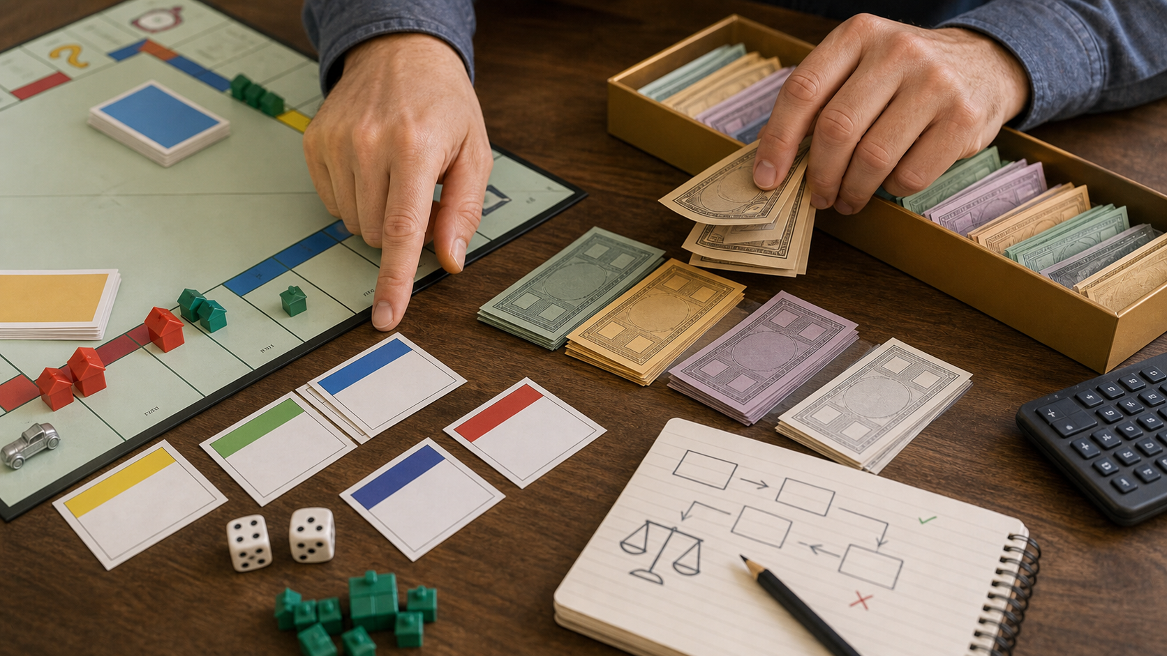 Préparer une stratégie de Monopoly avec réserve de cash propriétés et négociation