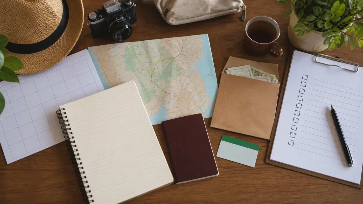 Carnet carte calendrier et checklist pour préparer une mission de volontariat culturel