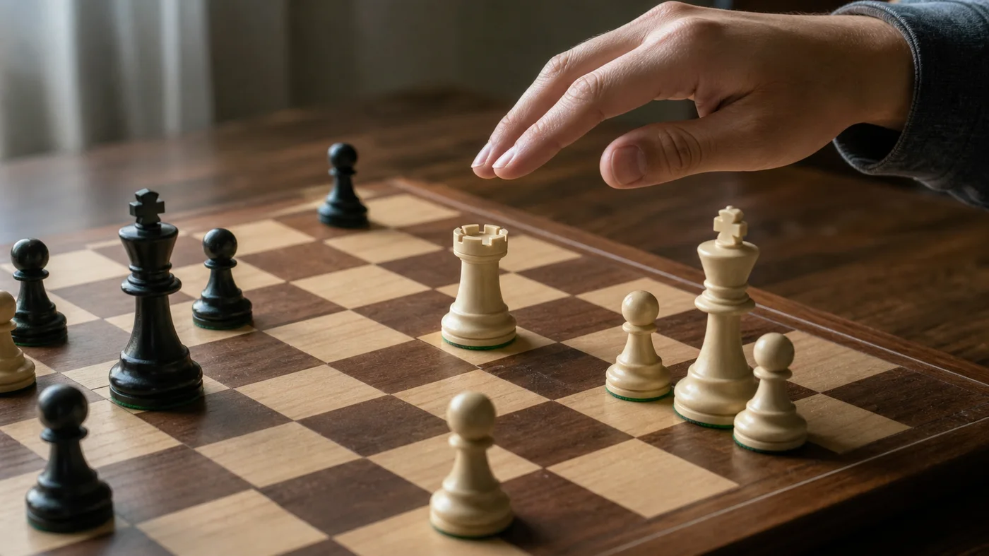 Main au dessus d un echiquier pour comprendre le deplacement des pieces