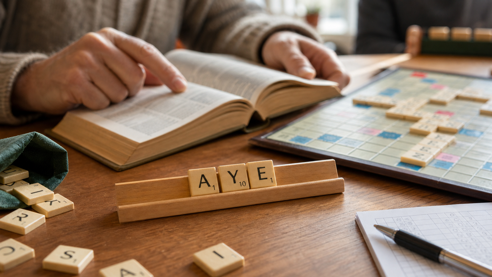 AYE au Scrabble: mot valide, score et dictionnaires