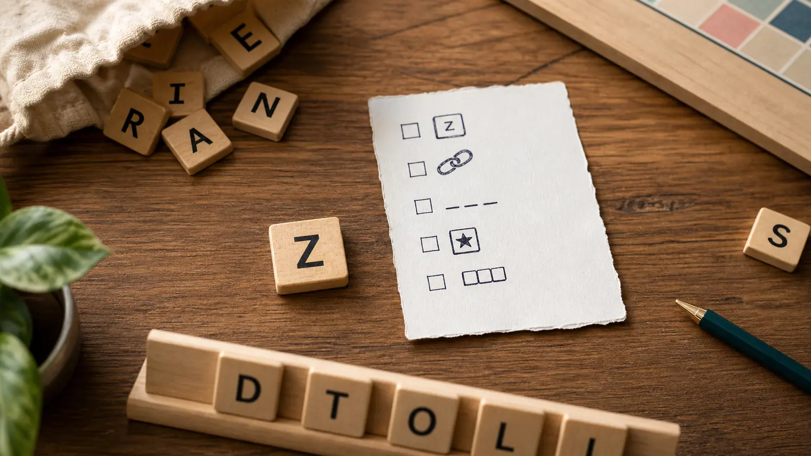 Checklist pour décider quand jouer la lettre Z au Scrabble