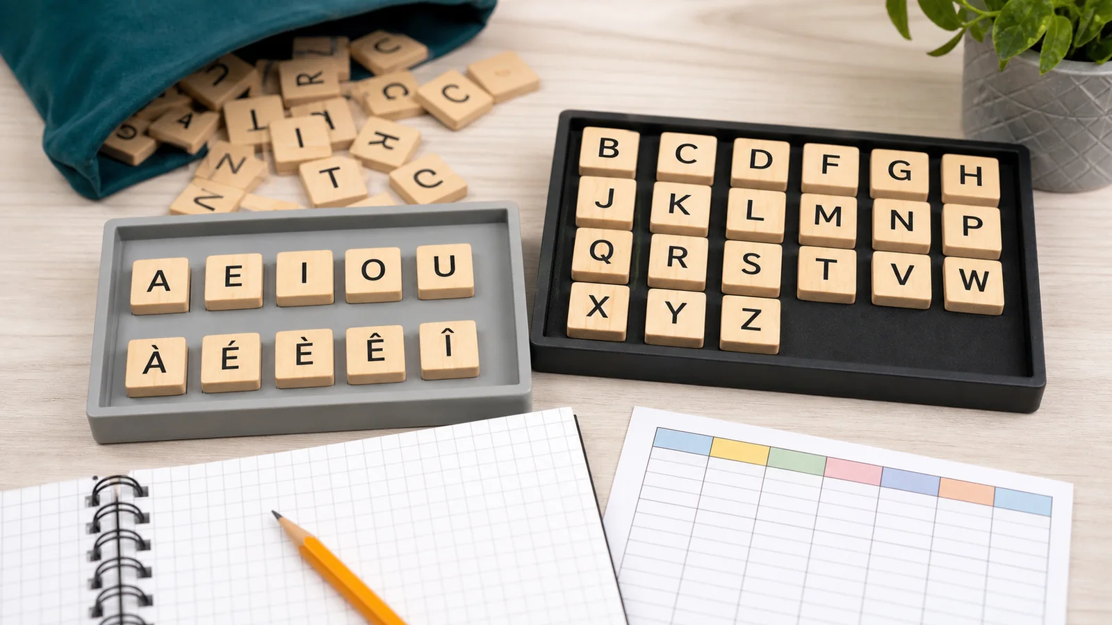 Lettres triees entre voyelles et consonnes avec carnet de score