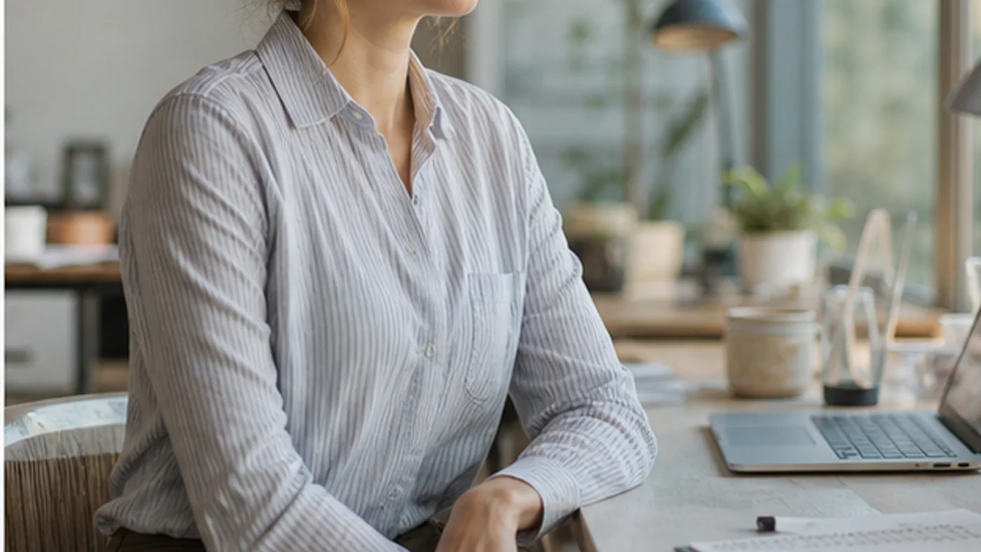 personne faisant une pause de respiration au bureau