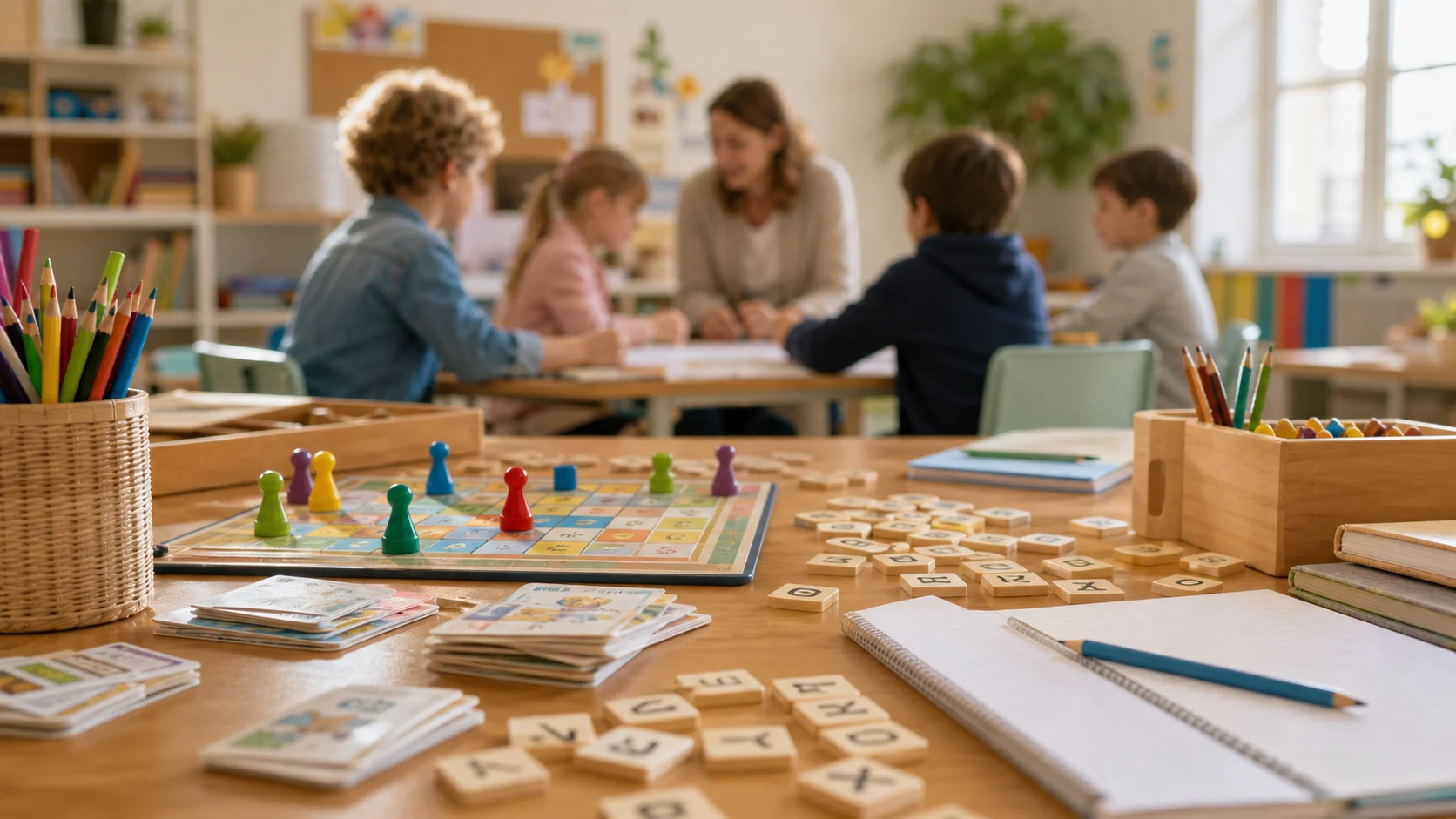 Jeu éducatif et lettres dans une salle de classe