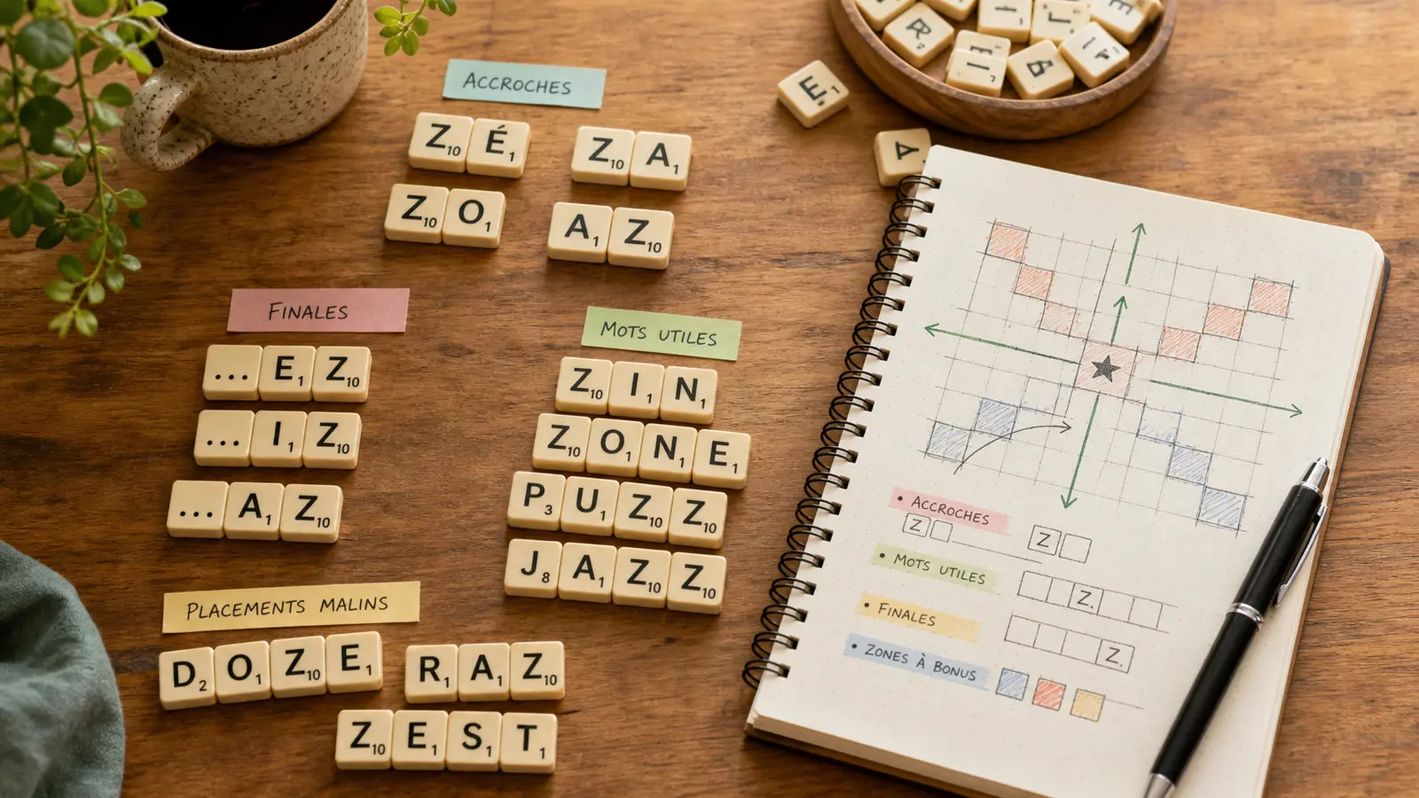 Familles de mots avec Z et stratégie de placement au Scrabble